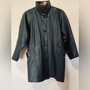 Vintage Pelle Black Leather 3/4 Coat